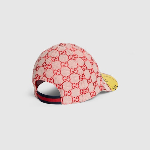 Children's GG canvas baseball cap - beige and red