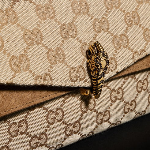 Dionysus small shoulder bag - sand and brown GG canvas