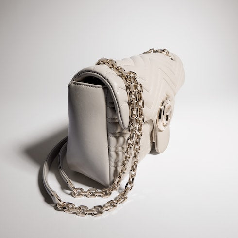 GG Marmont medium shoulder bag - light grey leather