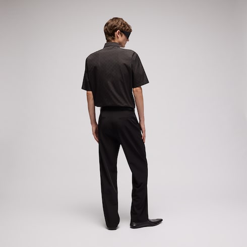 GG cotton poplin zip shirt - dark grey