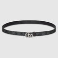 Reversible GG Marmont thin belt - black GG Supreme and black leather