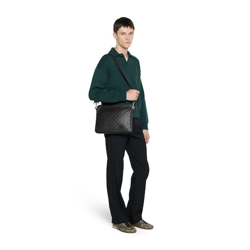 GG Emblem medium crossbody bag - black GG leather
