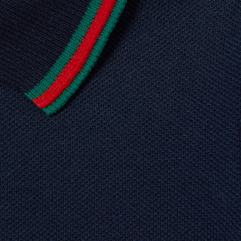 Baby cotton polo shirt with Web - dark blue