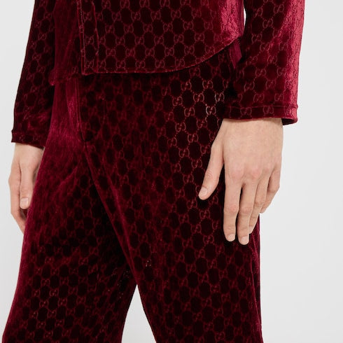 GG stretch velvet devoré pants - bordeaux