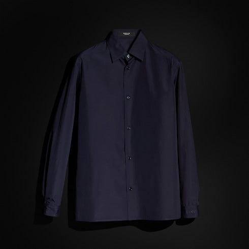 Piece dyed cotton poplin shirt - dark blue