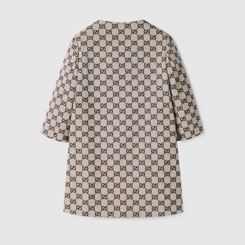 Children's GG canvas coat - beige and blue