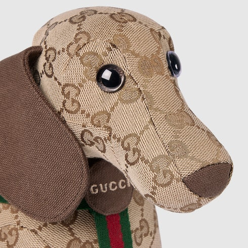 GG stuffed dog - beige and dark brown