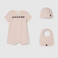 Baby printed cotton three-piece gift set - light pink