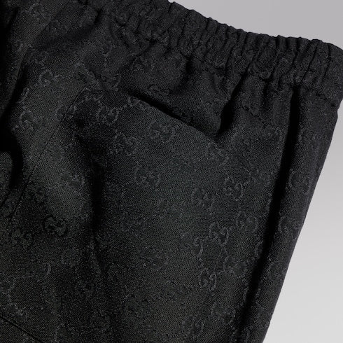 GG canvas linen blend shorts - black