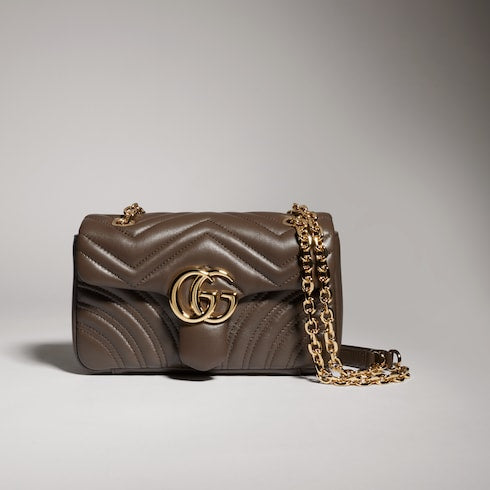 GG Marmont small shoulder bag - dark taupe leather