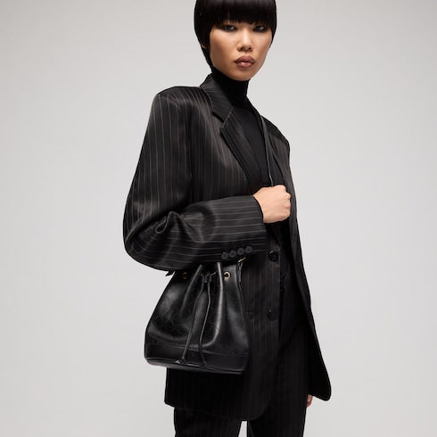 Gucci Venice small bucket bag - black GG leather