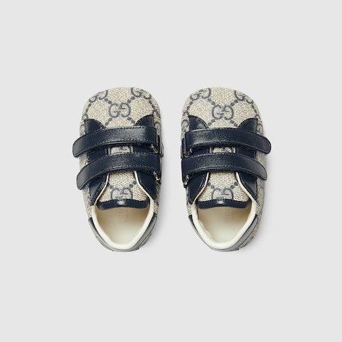 Baby Gucci Ace sneaker - blue and grey GG Supreme