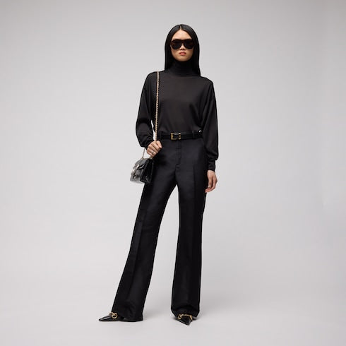 Belt with squared buckle - black leather