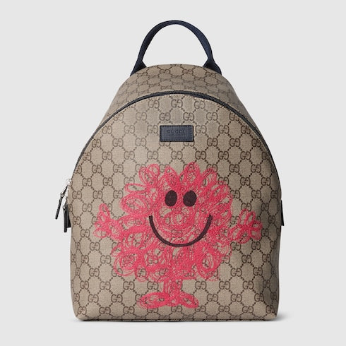 Children's GG backpack with prints - beige and brown GG Supreme