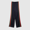 Silk cotton sportswear pants with Web - dark blue
