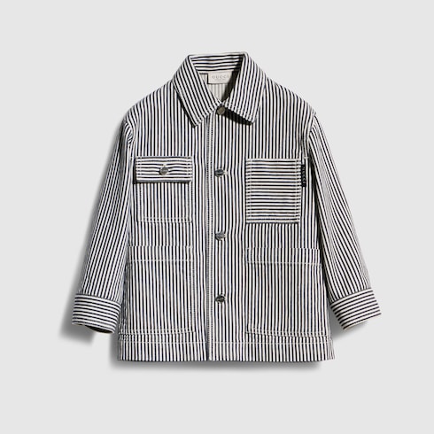 Children's striped denim jacket - white and blue