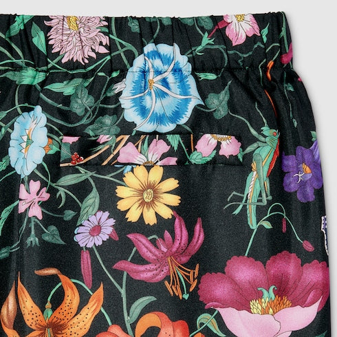 Printed silk twill pants - multicolor