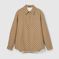 GG canvas overshirt - camel and dark brown