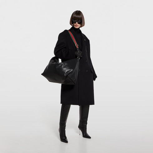 Brera large crossbody bag - black leather