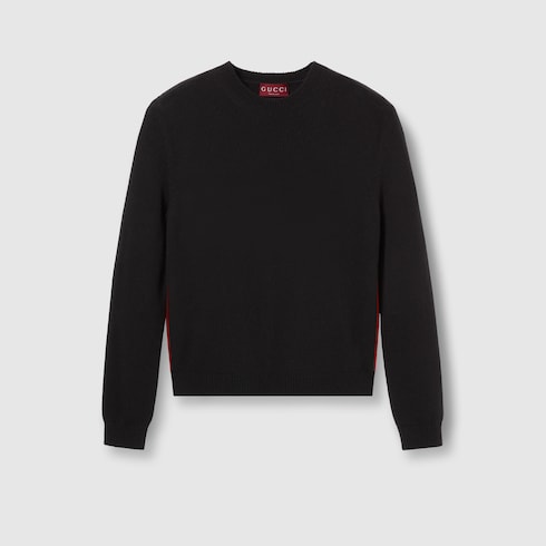 Cashmere sweater with Web intarsia - black