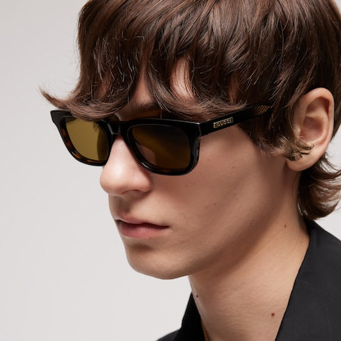 Rectangular-frame sunglasses - brown tortoiseshell