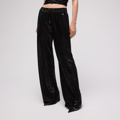 Jersey pants with iridescent effect - black
