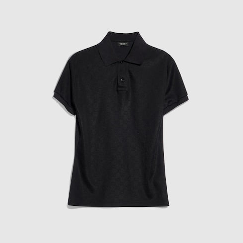 GG technical jersey jacquard polo shirt - black