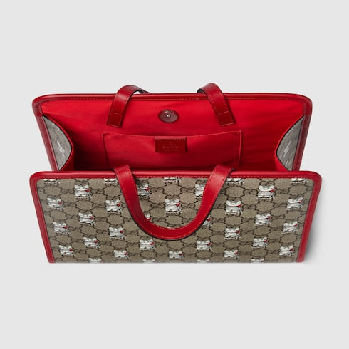 Children's printed GG tote bag - beige Supreme