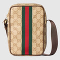 GG mini bag with Web - sand and brown GG canvas