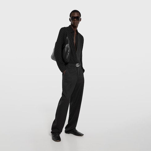 Flat Marmont belt - black GG canvas