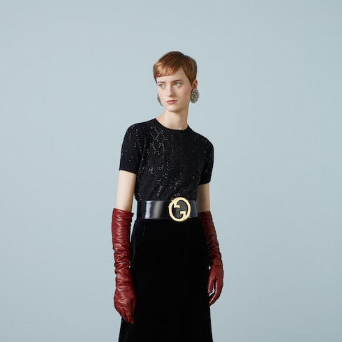 Fine wool GG crystal top - black