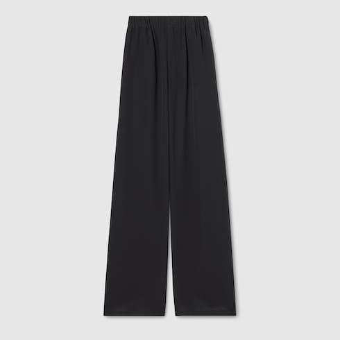 Silk crêpe de chine pants - black
