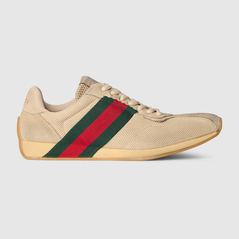 Women's Gucci Tempo sneaker - sand mesh and suede