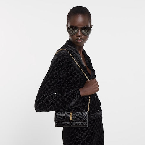 Gucci Jackie python wallet on chain - black