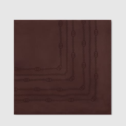Interlocking G chain silk carré - brown