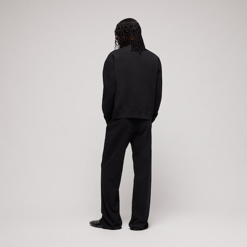 Stretch cotton jersey sportswear pants - black