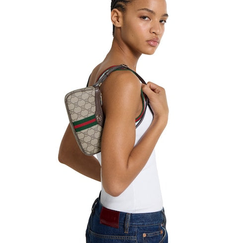 Ophidia mini shoulder bag - beige and brown GG fabric