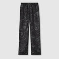 Printed silk twill pants - black and grey