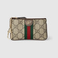 Ophidia zip key pouch - beige and brown GG Supreme