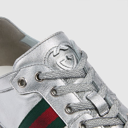 Men's Stretch low-top sneaker - metallic silver leather
