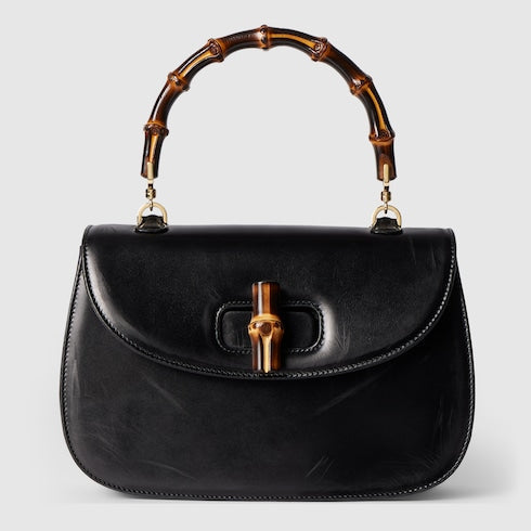 Gucci Bamboo 1947 medium bag - black hand-treated leather