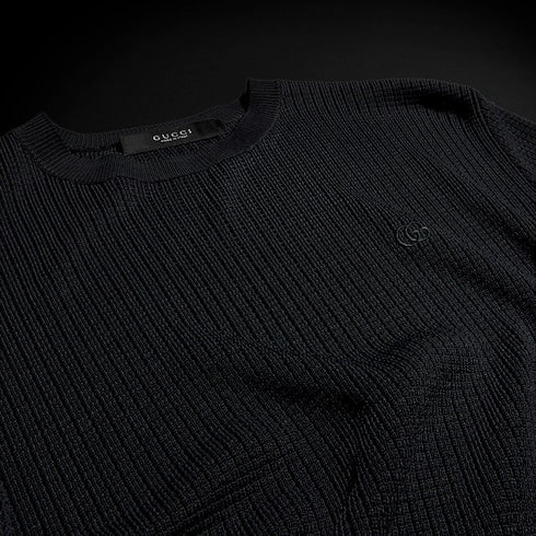 Technical knit fabric T-shirt - black