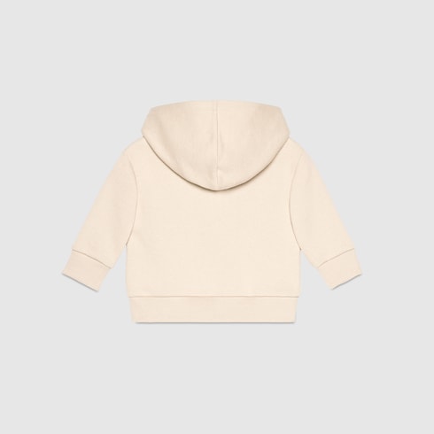 White Cotton Baby Sweatshirt With Gucci Logo & Hood - White Cotton