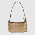 Gossip crystal small shoulder bag - sand and brown GG canvas