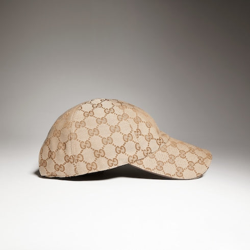 GG cotton canvas baseball hat - beige and dark brown