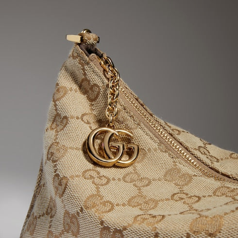 Lady Lunetta Chain small shoulder bag - sand and brown GG canvas