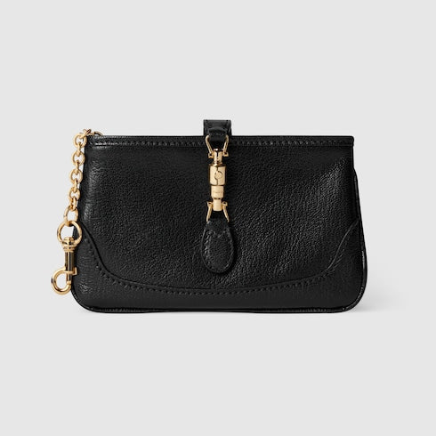 Gucci Jackie zip key pouch - black leather