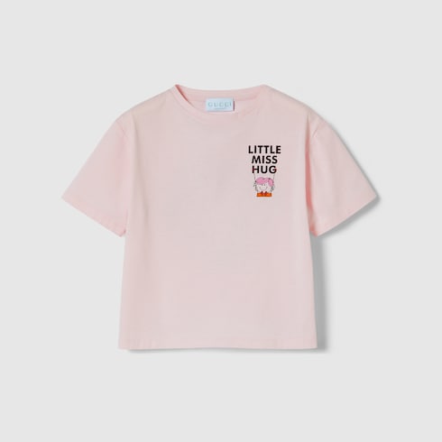 Children's cotton T-shirt with print - pale pink