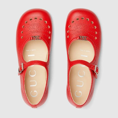 Children's ballet flat - red leather