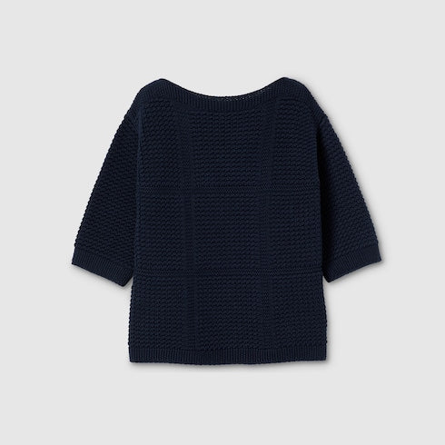 Children's cotton crochet sweater - blue
